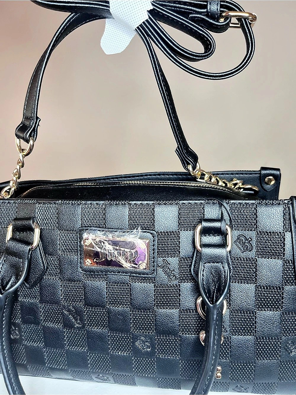 Juicy Couture Black Checkered Satchel - Picture 6 of 10